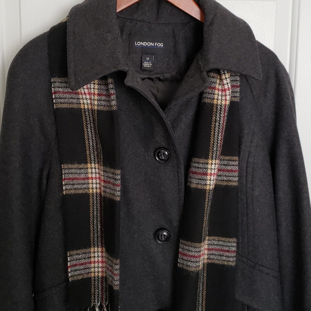 New London Fog Wool Blend Coat Charcoal Gray Sz 12